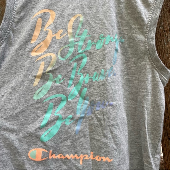CHAMPION Girls Gray Tank Top Colorful Graphic Size 14 - Picture 2 of 6